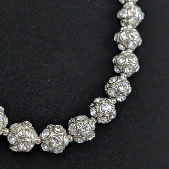 Vintage Rhinestone Pavé Style Ball Necklace - Picture 3 of 6